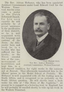 Der Reverend Adrian Hofmeyr, stellvertretender Kommissar, West-Transvaal
