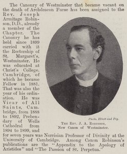 Der Reverend J A Robinson, neuer Kanoniker von Westminster von English Photographer