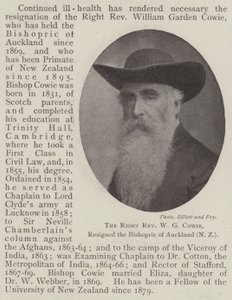 Der rechte Reverend W. G. Cowie, trat vom Bischofsamt von Auckland (Neuseeland) zurück von English Photographer