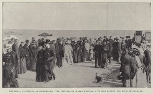 Das königliche Treffen in Kopenhagen, die Prinzessin von Wales spaziert mit ihrem Vater, dem König von Dänemark von English Photographer