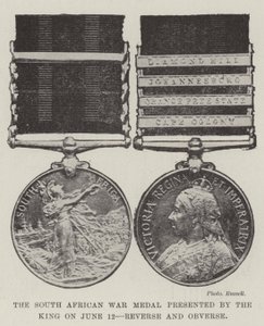 Die südafrikanische Kriegsmedaille, verliehen vom König am 12. Juni von English Photographer