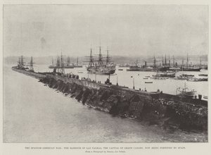Der spanisch-amerikanische Krieg, der Hafen von Las Palmas, die Hauptstadt von Gran Canaria, jetzt von Spanien befestigt von English Photographer