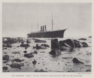 Die gestrandete Paris bei Ebbe am Lowland Reef der Manacles