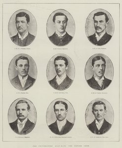 Das Universitäts-Bootsrennen, die Oxford-Crew