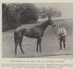 Der Gewinner der Oaks, Mr. R. S. Sieviers Sceptre von English Photographer
