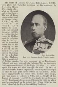 Der verstorbene General Sir J. Talbot Airey von English Photographer