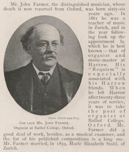 Der verstorbene Mr. John Farmer, Organist am Balliol College, Oxford von English Photographer