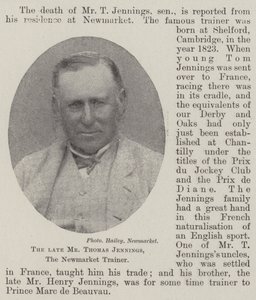 Der verstorbene Herr Thomas Jennings, der Newmarket-Trainer von English Photographer