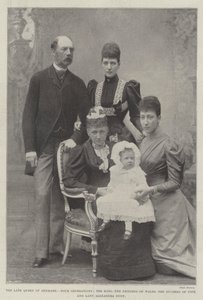 Die verstorbene Königin von Dänemark, vier Generationen, der König, die Prinzessin von Wales, die Herzogin von Fife und Lady Alexandra Duff von English Photographer