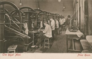 Der Pressraum der Königlichen Münze, London