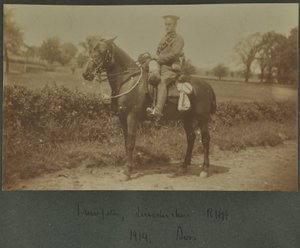 Trompeter der Leicestershire Royal Horse Artillery in einem Trainingslager in Diss, 1914
