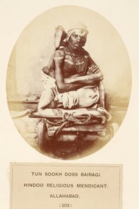 Tun Sookh Doss Bairago, Hindu Religiöser Bettler, Allahabad, aus Die Völker Indiens, von J. Forbes Watson, veröffentlicht 1868