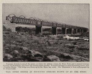 Die Vaal-Flussbrücke bei Fourteen Streams, gesprengt von den Buren
