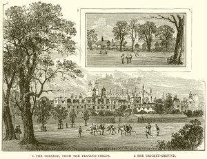 1. Das College, von den Spielfeldern. 2. Der Cricketplatz von English School