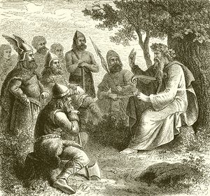 Ein Barde singt die Taten der teutonischen Krieger von English School