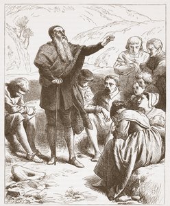 Ein Konventikel: Gottesdienst auf dem Hügel, Illustration aus The History of Protestantism von James Aitken Wylie, veröffentlicht 1878