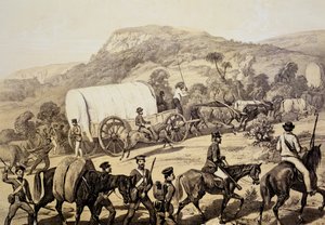 Ein Konvoi von Wagen, aus Szenen in Kafirland und Vorfälle im Kafirkrieg von 1851-53