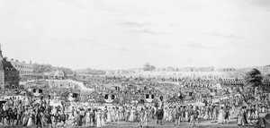 Eine korrekte Darstellung der Gesellschaft, die zu und von der Audienz bei Seiner Majestät im Buckingham Palace geht, veröffentlicht von G. Humphrey, 25. Mai 1822