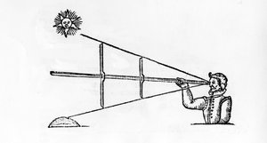 Ein Kreuzstab, Illustration aus A Seamans Secrets von John Davis, veröffentlicht 1595 von English School