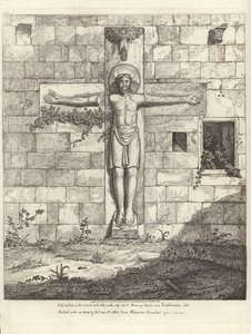 Ein Kruzifix an der Außenwand des südlichen Querschiffs der Rumsey-Kirche von English School