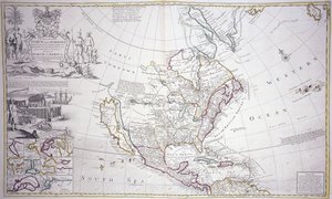 Eine doppelseitige Karte von Nordamerika, ca. 1708-20