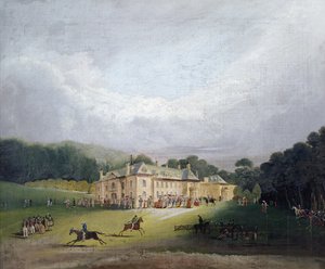Ein Fest in Firle, wo das alte Spiel Quintain 1827 wiederbelebt wurde von English School