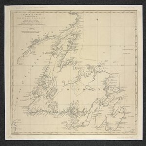 Allgemeine Karte der Insel Neufundland mit den Felsen und Tiefen, gezeichnet nach Vermessungen von James Cook und Michael Lane von English School