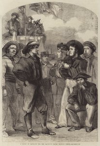 Eine Gruppe von Rekruten für die Marine-Reserve Ihrer Majestät (Stich) von English School