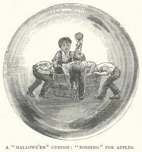 Ein "Halloween"-Brauch: "Bobbing" nach Äpfeln von English School