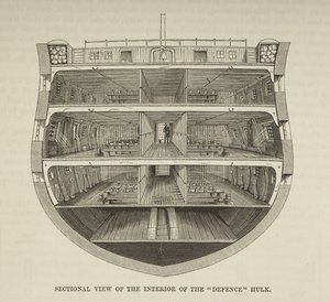 Ein Hulk (Gefängnisschiff), aus 