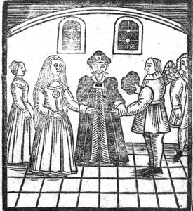 Eine Hochzeitszeremonie, eine Illustration aus A Book of Roxburghe Ballads von English School