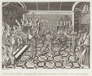 Ein Maskenball in Paris, bei dem der König und andere als Satyrn verkleidet in großer Gefahr waren von English School