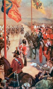 Eine Parade in Aldershot, Mai 1874 von English School