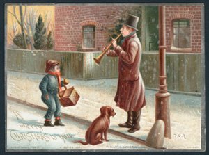 Ein spärliches Publikum - Viktorianische Weihnachtskarte von English School