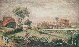 Westansicht der Chelsea Bridge, 1761