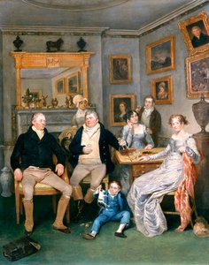 Familienszene in einem häuslichen Innenraum, ca. 1815-20