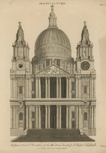 Geometrische Erhebung der Westfront der St. Pauls Kathedrale von English School