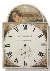 Ein spätgeorgianisches oder Regency bemaltes Langgehäuse-Uhrzifferblatt, ca. 1810 von English School