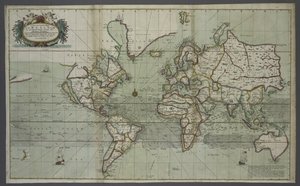 Neue und korrekte Weltkarte aus einem Atlas des Meeres, 1707 von English School
