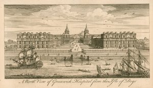 Eine Nordansicht des Greenwich Hospital, London, von der Isle of Dogs von English School