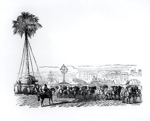 Eine Palme wird für die Große Ausstellung nach Hyde Park transportiert, London, 1851 von English School