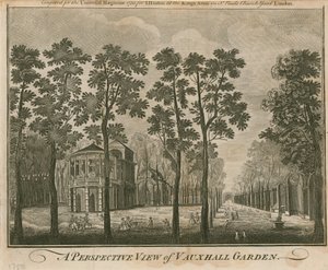 Eine perspektivische Ansicht des Vauxhall-Gartens, London
