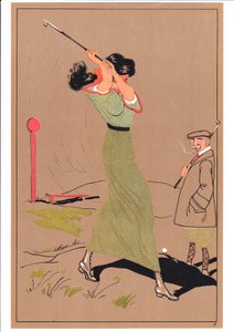 Ein Druck von zwei Golfern in komischen und humorvollen Posen, ca. 1920 von English School