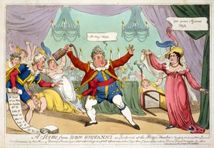Eine Szene aus Don Giovanni, wie sie im Kings Theatre aufgeführt wurde, veröffentlicht am 23. Juli von English School