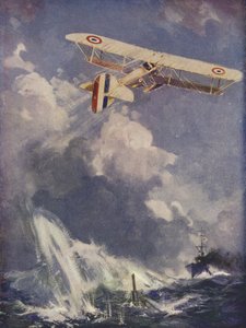 Ein Wasserflugzeug bombardiert ein U-Boot