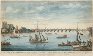 Ein Blick auf die Westminster Bridge von Lambeth von English School