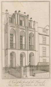 Ansicht der Vorderseite des Hauses von John Soane Esq, Lincolns Inn Fields, London von English School