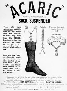 Acaric Sock Suspender Werbung, 1898 von English School