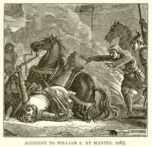 Unfall von Wilhelm I. in Mantes, 1087 von English School