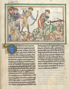 Add 35166 f.35 Menschen werden getötet, biblische Szenen aus der Apokalypse des heiligen Johannes, Apokalypse auf Latein mit Kommentar (Tinte & Farbe auf Pergament)